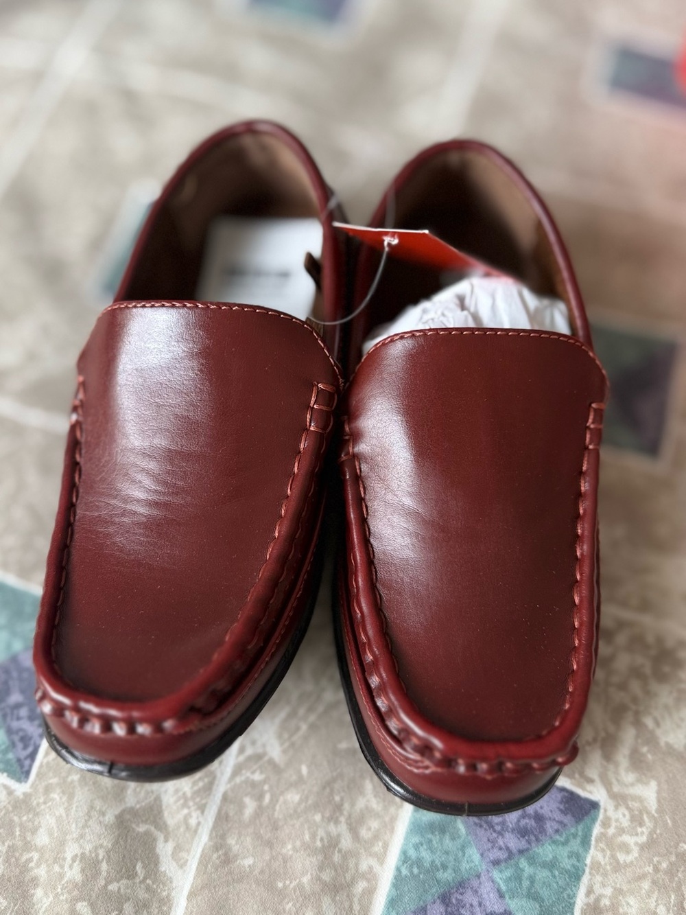 Deer Stags Boys Burgundy Slip-On Moccasins